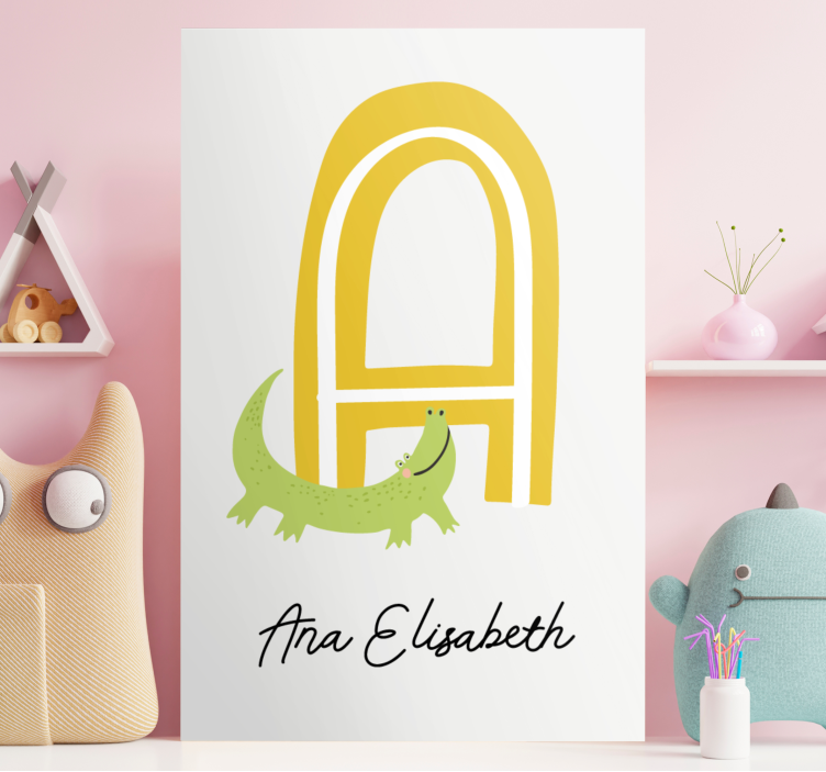 Alphabet en letters canvas schilderij krokodil vriend - TenStickers