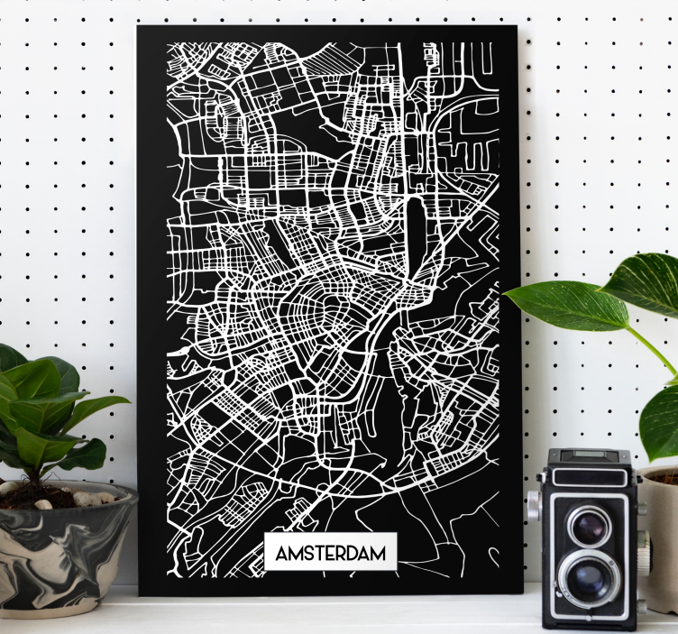 Canvas schilderij Amsterdam topografische kaart - TenStickers