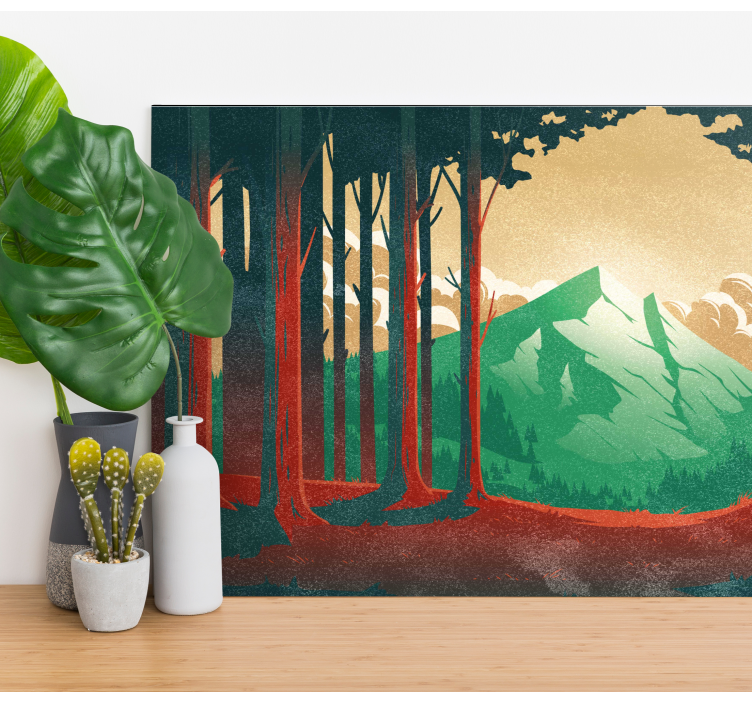 Bergen en bomen Canvas landschap - TenStickers