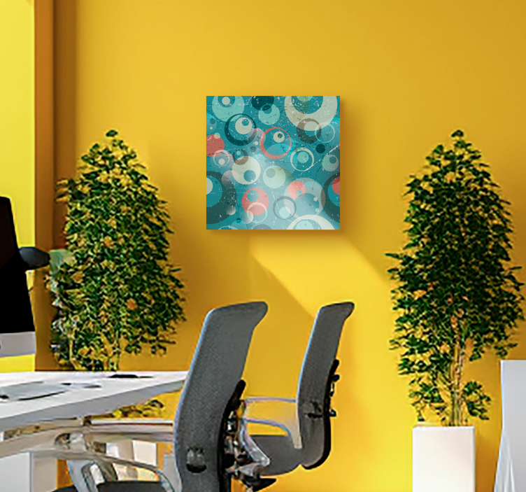 Blauwe canvas met abstracte cirkels kunst - TenStickers