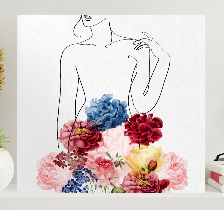 Bloemen silhouet ontwerp Canvas bloem en plant - TenStickers