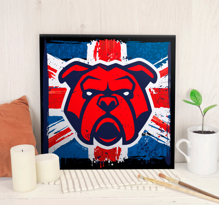Bulldog britse vlag Canvas schilderij hond - TenStickers