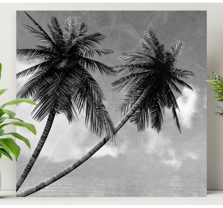 Canvas bomen elegante palm silhouet - TenStickers