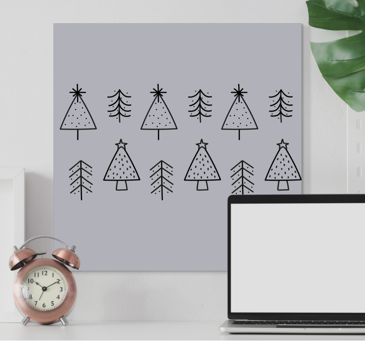 Canvas bomen gestileerde kerstbomen - TenStickers