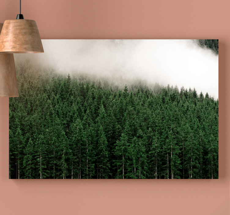 Canvas bomen mistige groene bos - TenStickers