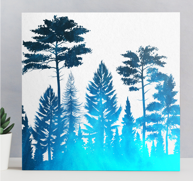 Canvas bomen silhouetten van een boslandschap - TenStickers