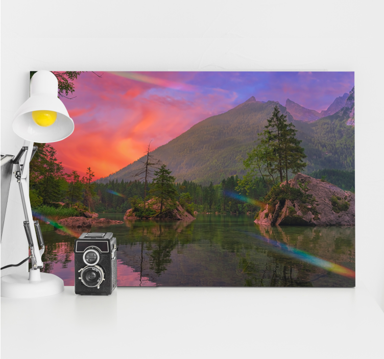 Canvas landschap bergreflectie sereniteit - TenStickers