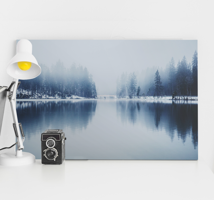 Canvas landschap mistige bosreflectie - TenStickers
