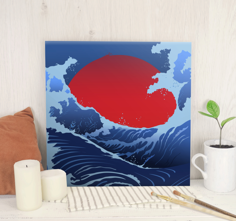 Canvas landschap rode zon golven - TenStickers