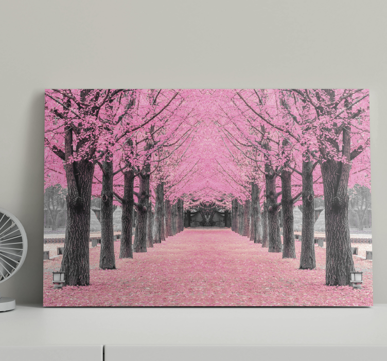 Canvas schilderij hal Roze bomen bos - TenStickers