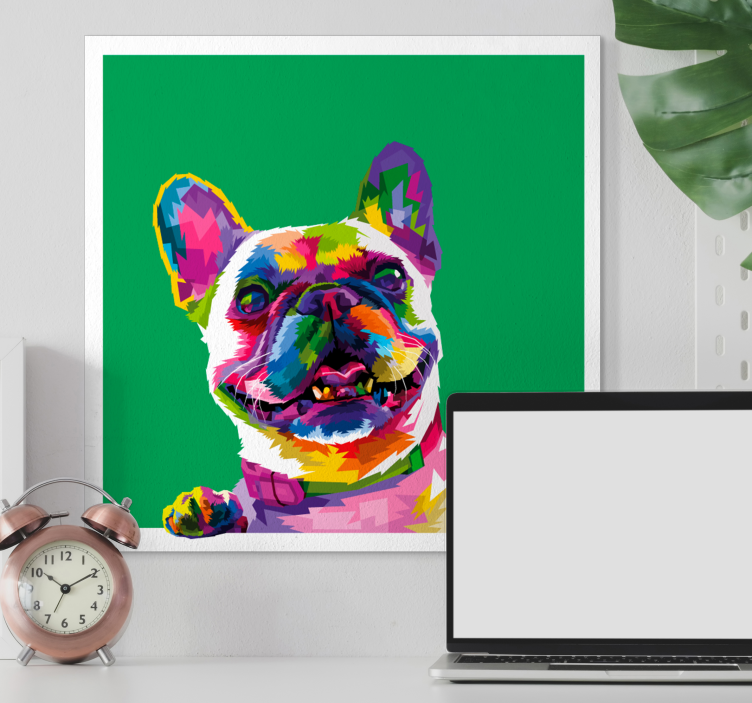 Canvas schilderij honden Franse bulldog regenboog - TenStickers