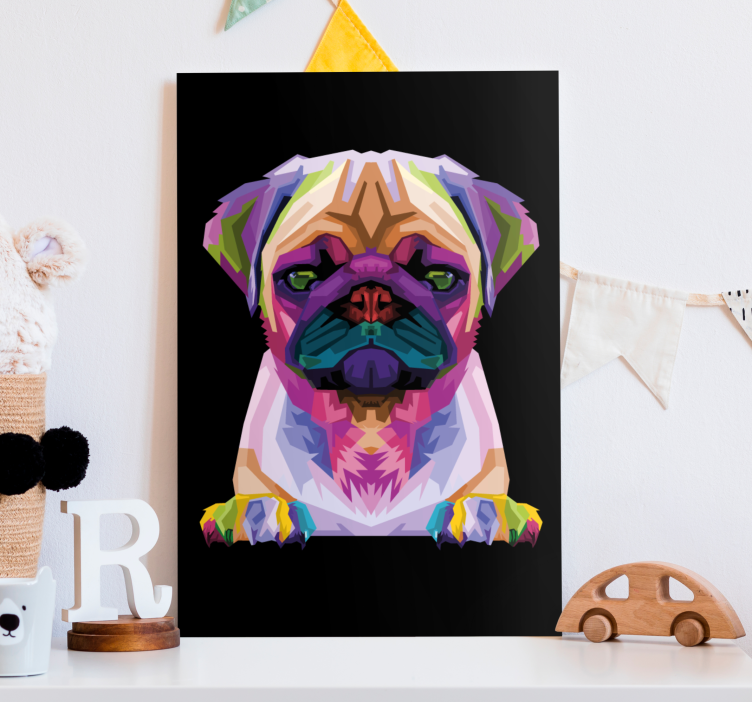 Canvas schilderij Geometrische dieren schattige hond - TenStickers