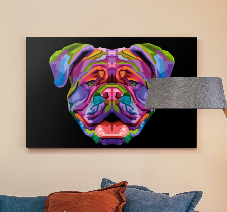 Canvas schilderij honden volle kleur moderne hond - TenStickers