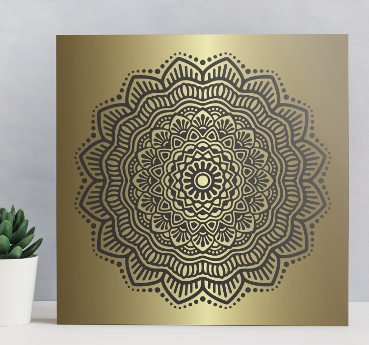 Canvas schilderij Mandala in goud en zwart - TenStickers