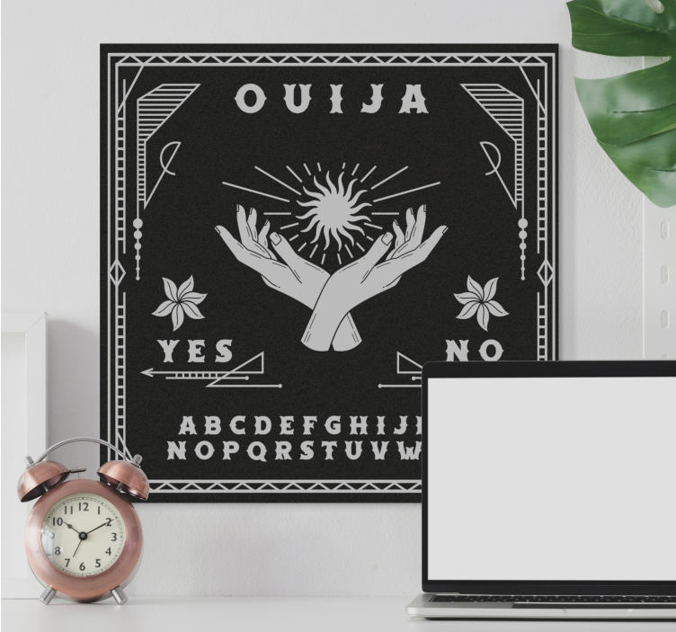 Canvas schilderij thuis Zwart-wit ouija-bord - TenStickers