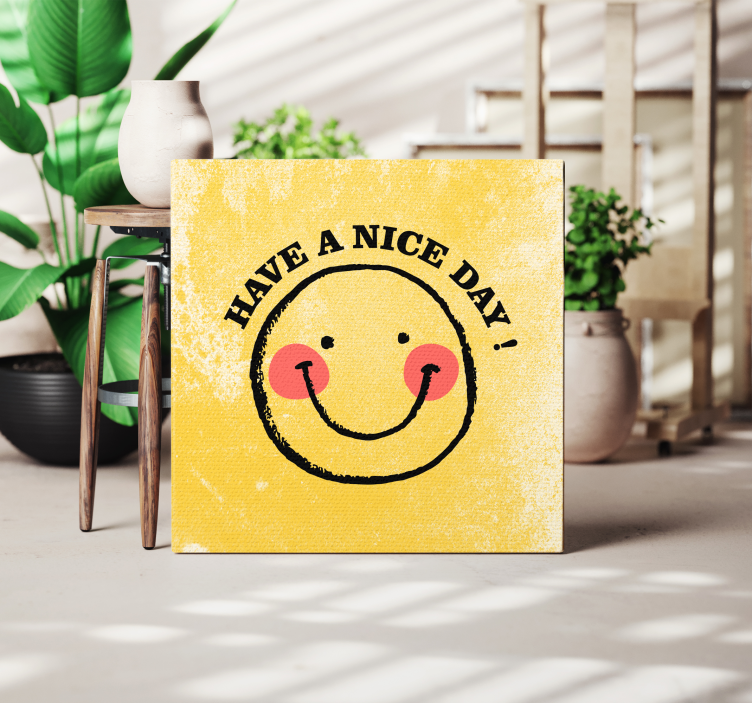 Canvas schilderij woonkamer "fijne dag" smiley - TenStickers