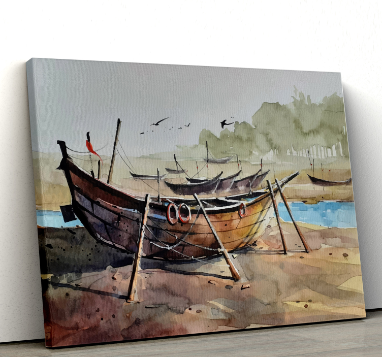 Canvas schilderij boot en de zee  - TenStickers