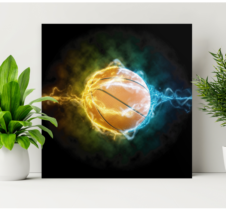Canvas schilderij jongeren Water en vuur basketbal - TenStickers