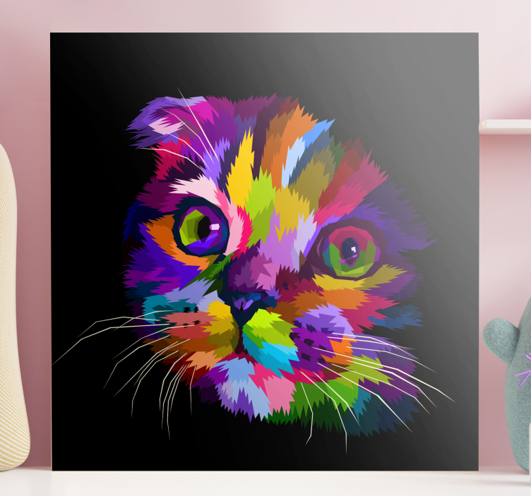 Canvas schilderij katten Geschilderde kat - TenStickers
