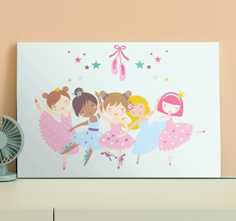 Canvas schilderij kinderen Ballet sterren kleurrijke illustratie - TenStickers