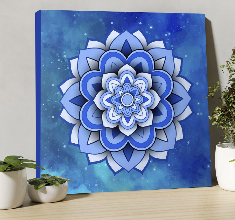 Canvas schilderij mandala Mandala bloemenblauw - TenStickers