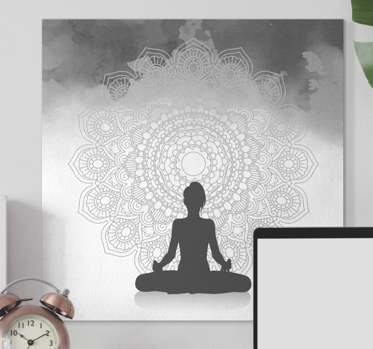 Canvas schilderij mandala silhouet meditatie - TenStickers