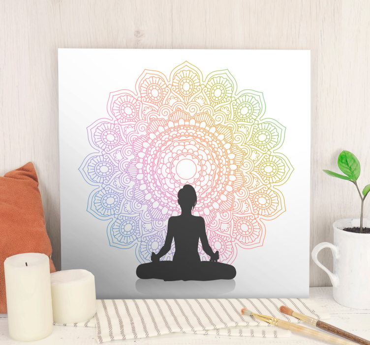 Canvas schilderij mandala Regenboog yoga - TenStickers