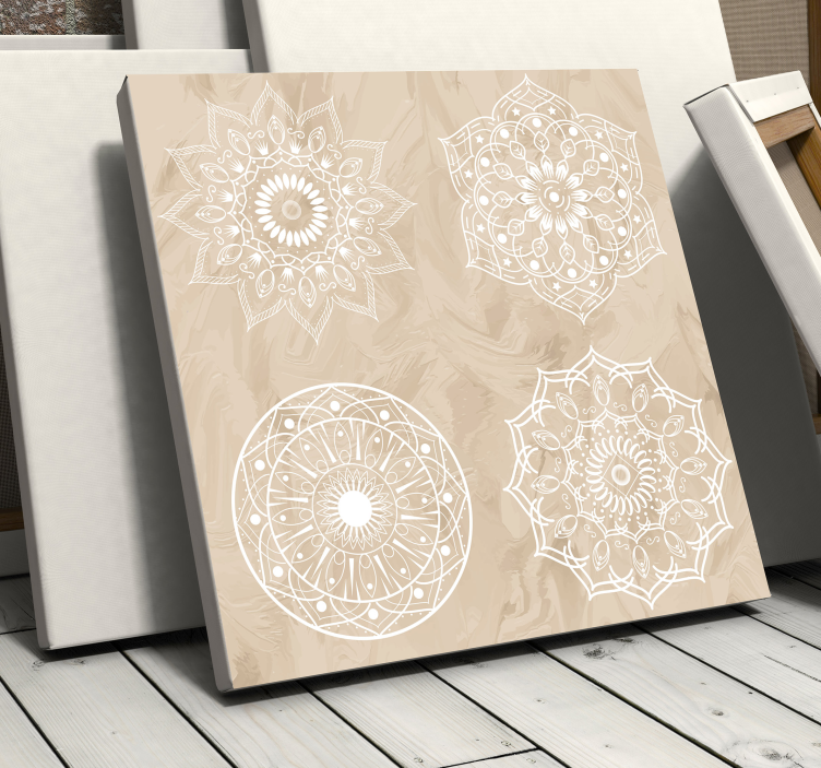 Canvas schilderij mandala Vier beige mandala's - TenStickers