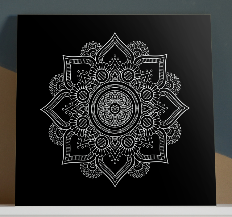 Canvas schilderij mandala Zwart en wit - TenStickers
