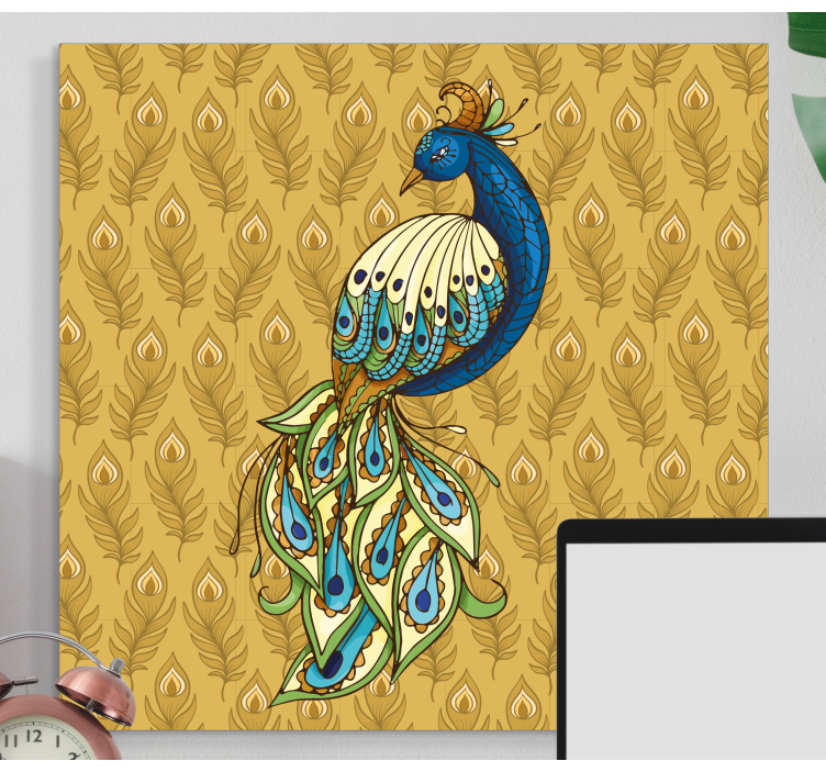 Canvas schilderij vogels Bloemen kalkoen gouden bloemen - TenStickers