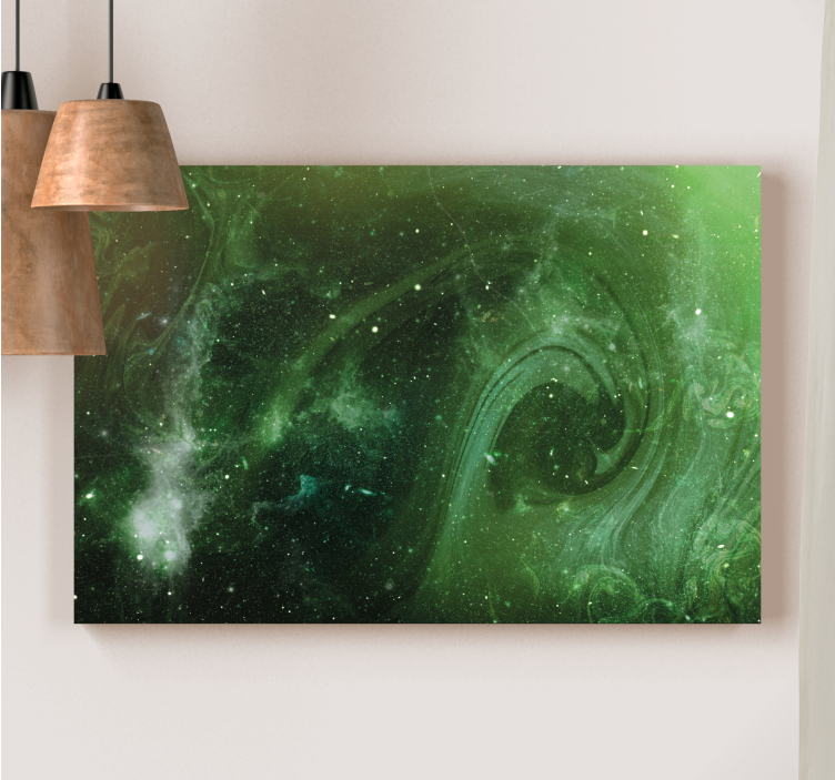 Canvas schilderij abstract cosmicaanse groene draaing - TenStickers