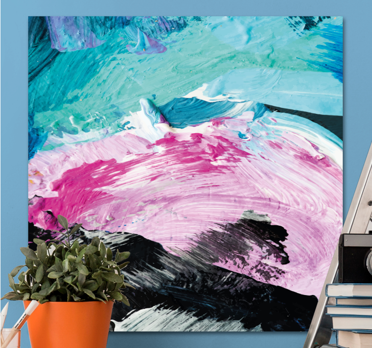 Canvas schilderij abstract dynamische kleuren draaien - TenStickers