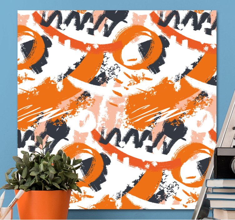 Canvas schilderij abstract dynamische oranje vormen - TenStickers