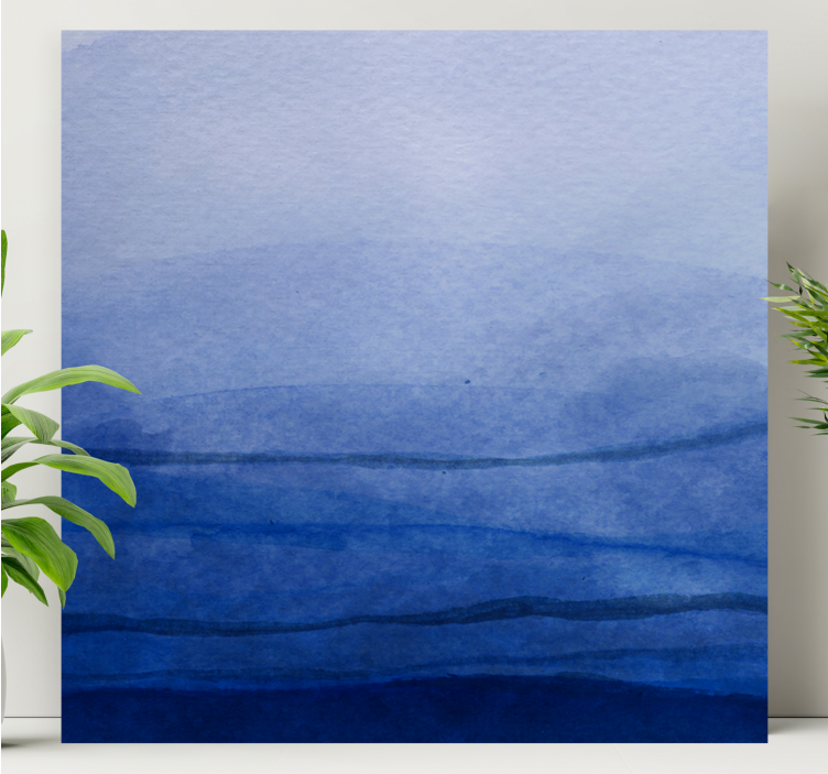Canvas schilderij abstract gelaagde blauwe tinten - TenStickers