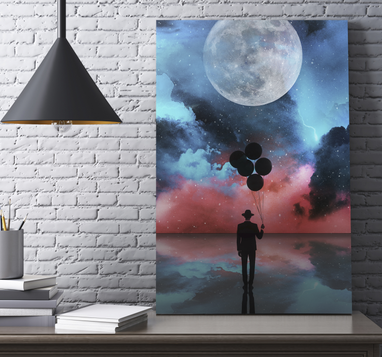 Canvas schilderij abstract mysterieuze silhouet ballonnen - TenStickers