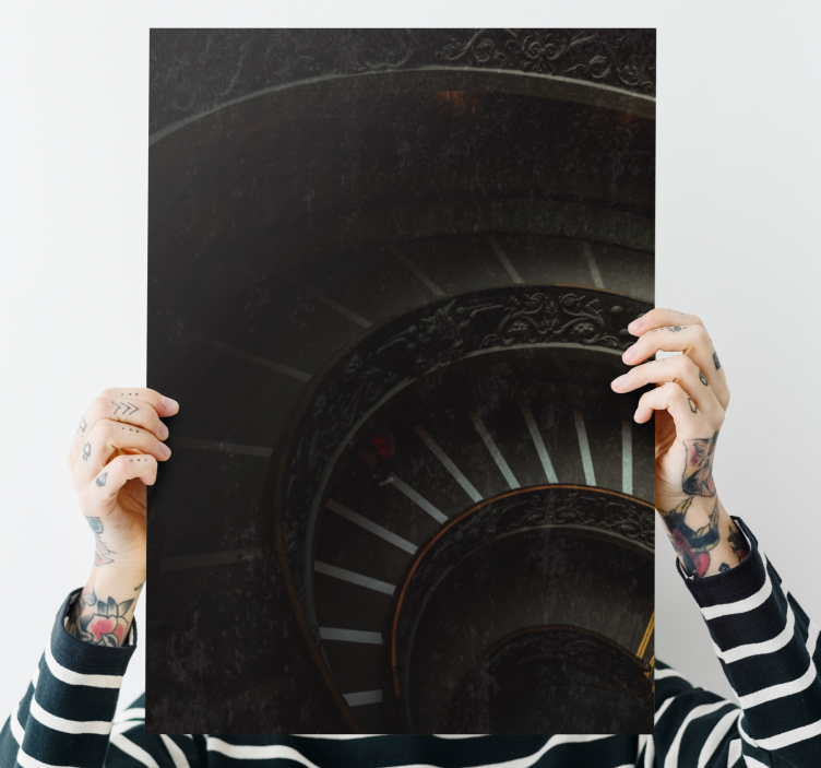 Canvas schilderij abstract spiraaltrap diepte - TenStickers