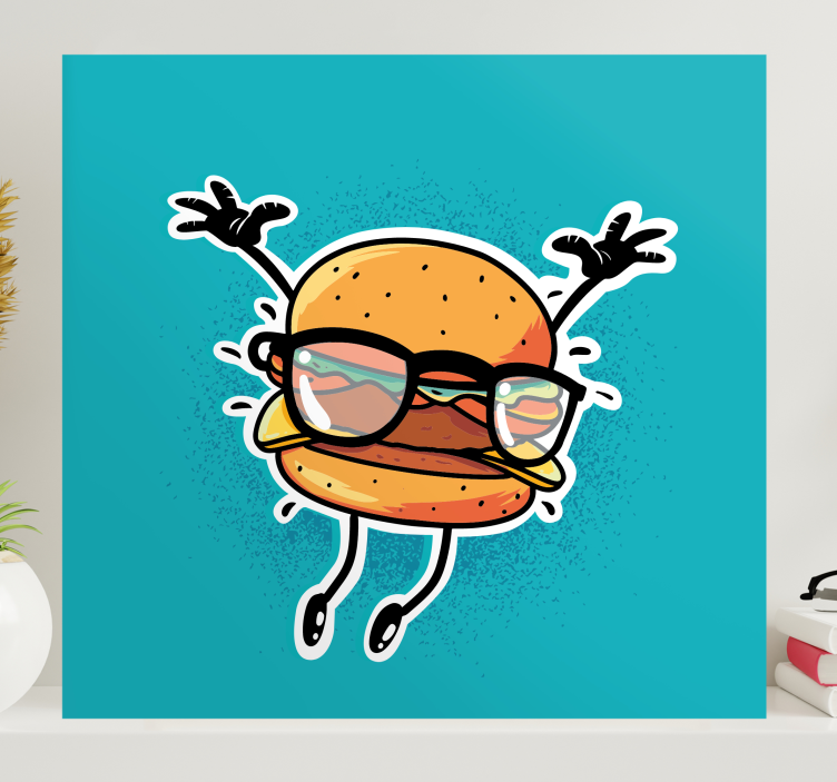 Canvas schilderij andere teksten happy burger personage - TenStickers