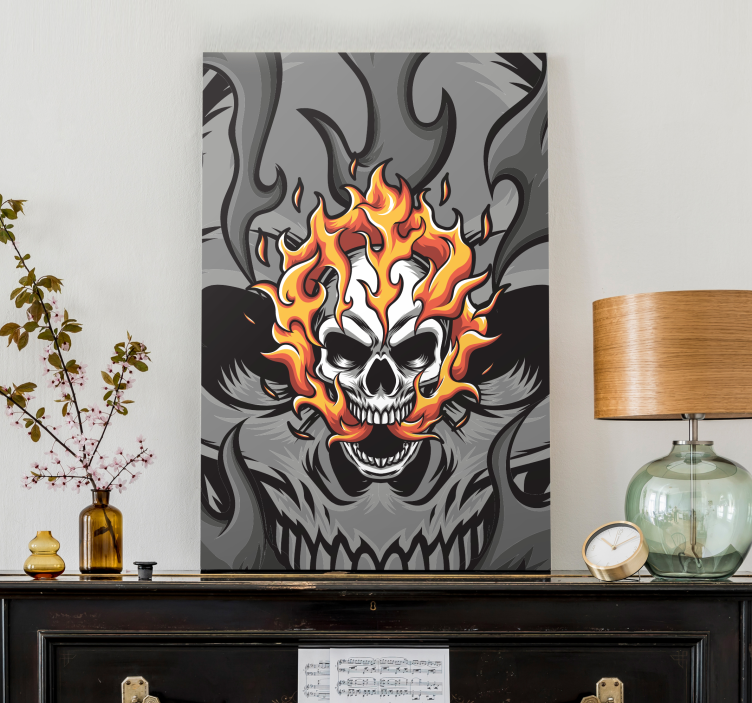 Canvas schilderij andere teksten skull met vlammen - TenStickers
