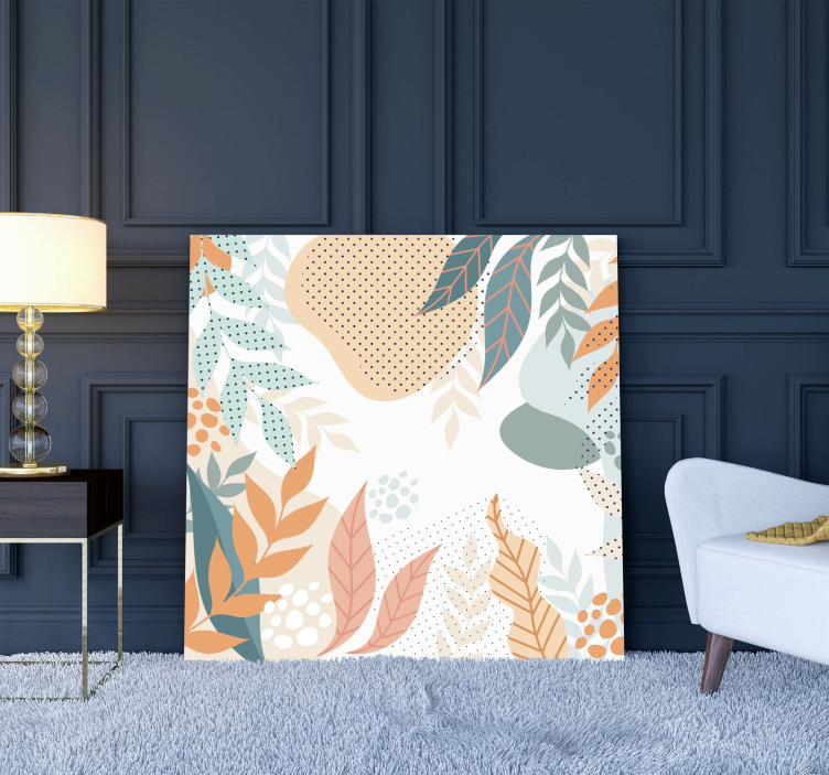Canvas schilderij bloemen en planten bladerenpatronen - TenStickers