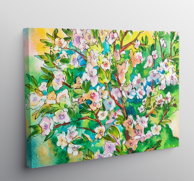 Canvas schilderij bloemen en planten bloeiende bloemdisplay - TenStickers