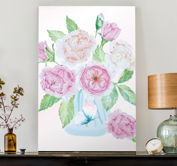 Canvas schilderij bloemen en planten boeket arrangement - TenStickers