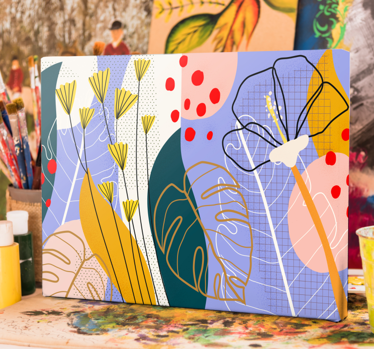Canvas schilderij bloemen en planten botanische kunstzuil - TenStickers