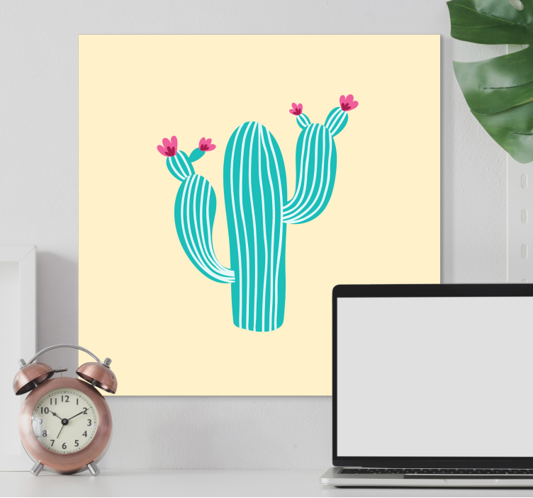 Canvas schilderij bloemen en planten cactus met bloemen - TenStickers