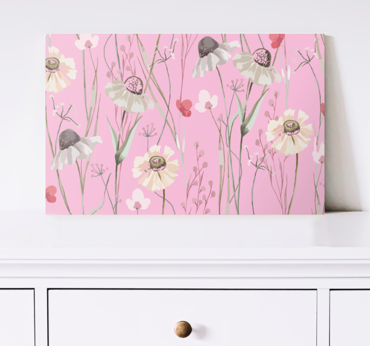 Canvas schilderij bloemen en planten delicaat bloemmotief - TenStickers