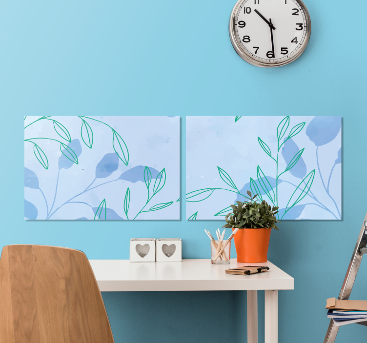 Canvas schilderij bloemen en planten delicate bladeren - TenStickers