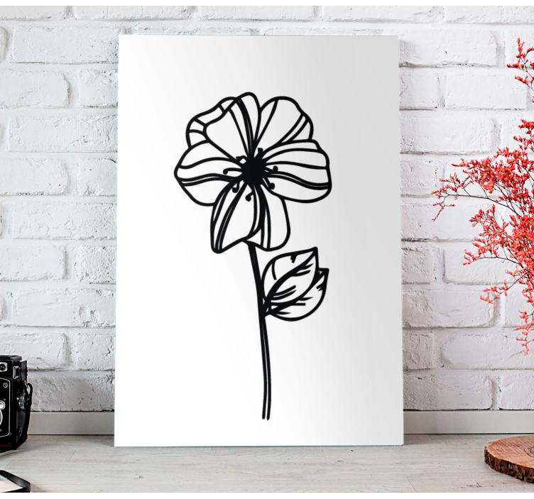 Canvas schilderij bloemen en planten elegante bloemomtrek - TenStickers
