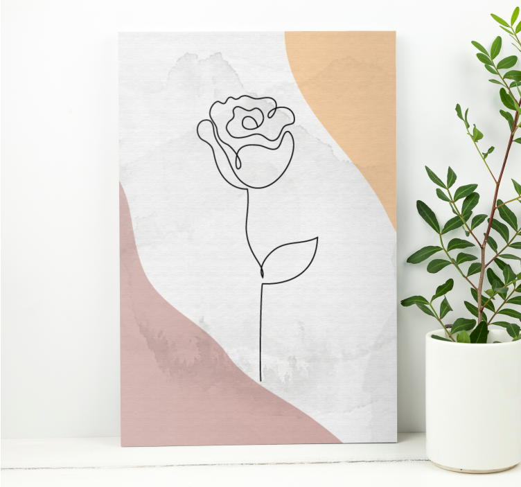 Canvas schilderij bloemen en planten elegante rozenlijn - TenStickers
