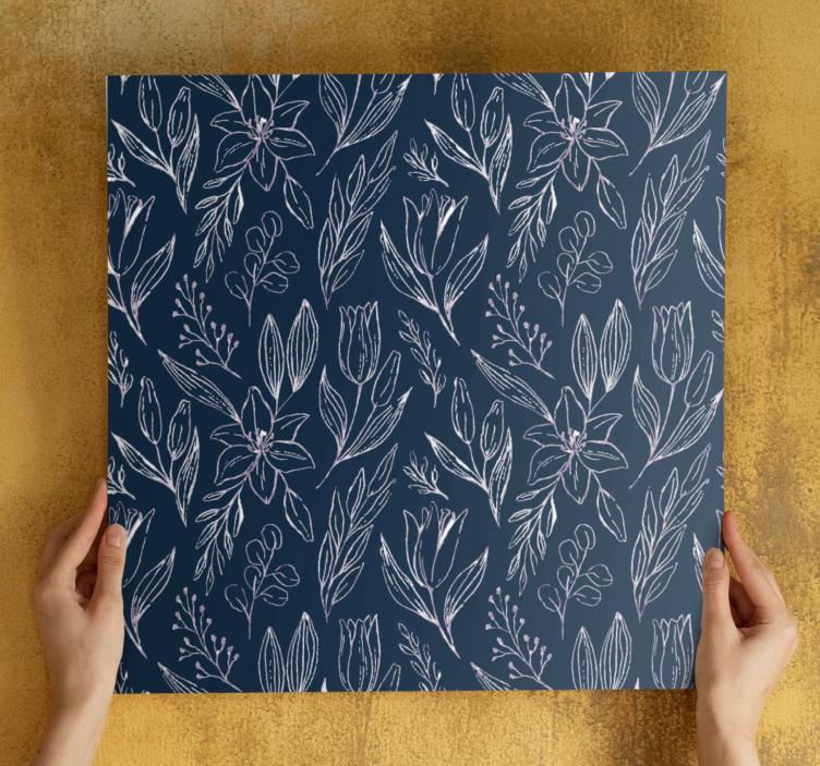 Canvas schilderij bloemen en planten floral schets patroon - TenStickers