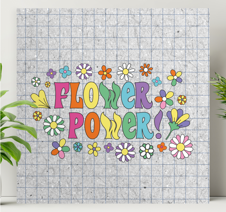 Canvas schilderij bloemen en planten flower power design - TenStickers