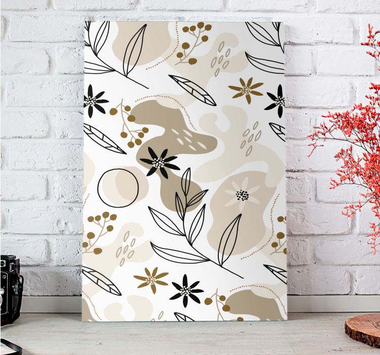 Canvas schilderij bloemen en planten gestileerd motief - TenStickers